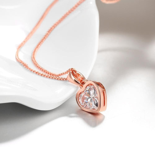 Heart Necklace in 18K Rose Gold Plated Official Gemz