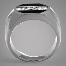Load image into Gallery viewer, Men&#39;s Onyx Stainless Steel CZ Ring
