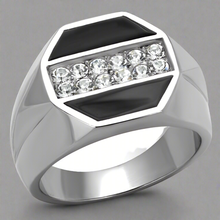 Load image into Gallery viewer, Men&#39;s Onyx Stainless Steel CZ Ring
