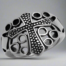 Load image into Gallery viewer, Men&#39;s Stainless Steel Silver Cross Ring
