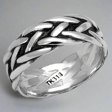 Load image into Gallery viewer, Mens Braided Wheat Stainless Steel Ring
